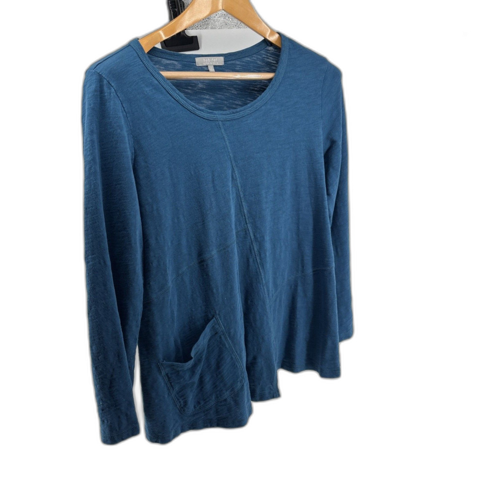 Habitat Blue Asymmetrical Hem 100% Cotton Scoop Neck Tunic Top, Size Small